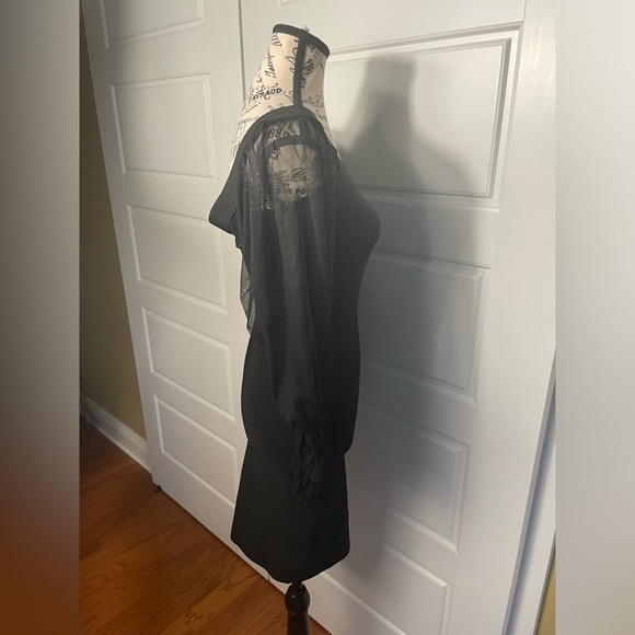 Mango MNG Black Sheer-Sleeve Bodycon Dress Size Small - Picture 7 of 12